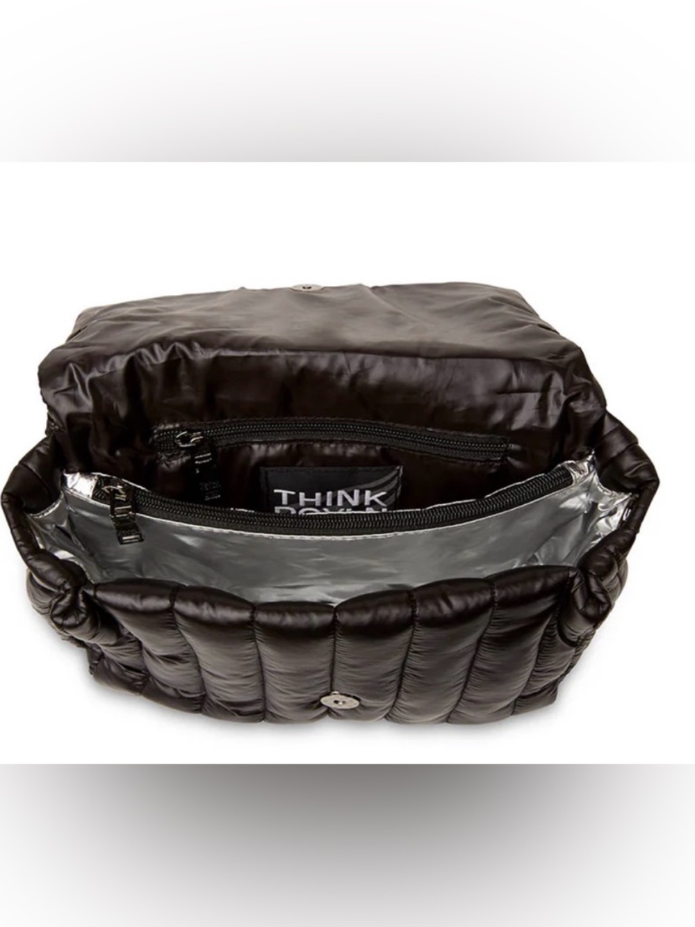THINK ROYLN Bar Bag in Shiny Black with Stripe Strap NIB - Picture 7 of 7